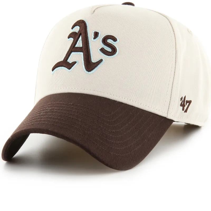 buet-beige-og-brun-snapback-kasket-mvp-dt-sure-shot-two-tone-cotton-fra-oakland-athletics-mlb-fra-47-brand