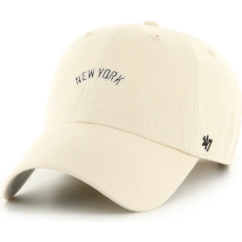 buet-beige-justerbar-kasket-clean-up-base-runner-script-fra-new-york-yankees-mlb-af-47-brand