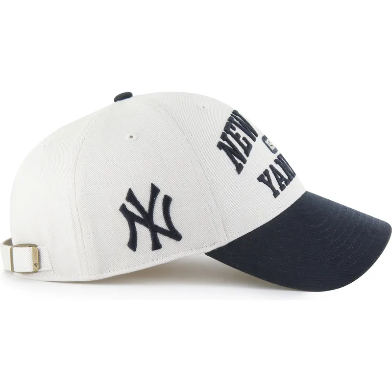 buet-beige-og-marinebla-justerbar-kasket-mvp-broke-line-fra-new-york-yankees-mlb-fra-47-brand