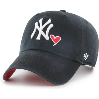 Sort justerbar curved kasket Clean Up Heart Icon fra New York Yankees MLB af 47 Brand