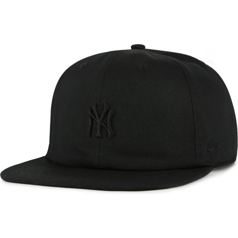 sort-flat-snapback-kasket-med-sort-captain-rl-contemporary-logo-af-new-york-yankees-mlb-fra-47-brand