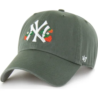 Grøn justerbar curved kasket Clean Up Icon Alt Strawberry fra New York Yankees MLB fra 47 Brand