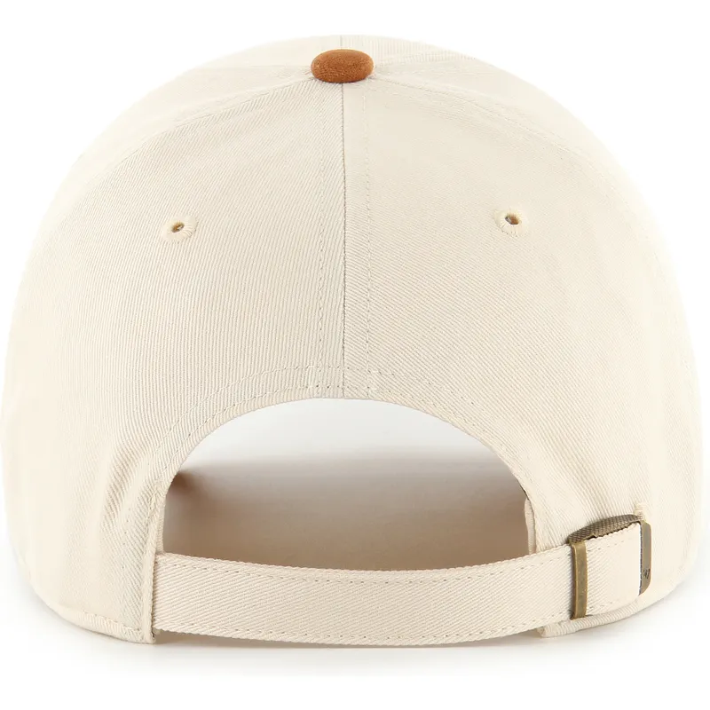 buet-kasket-beige-og-brun-justerbar-clean-up-mini-script-suede-visor-fra-new-york-yankees-mlb-fra-47-brand