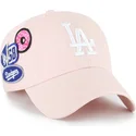 lyserod-justerbar-curved-kasket-clean-up-badges-fra-los-angeles-dodgers-mlb-fra-47-brand
