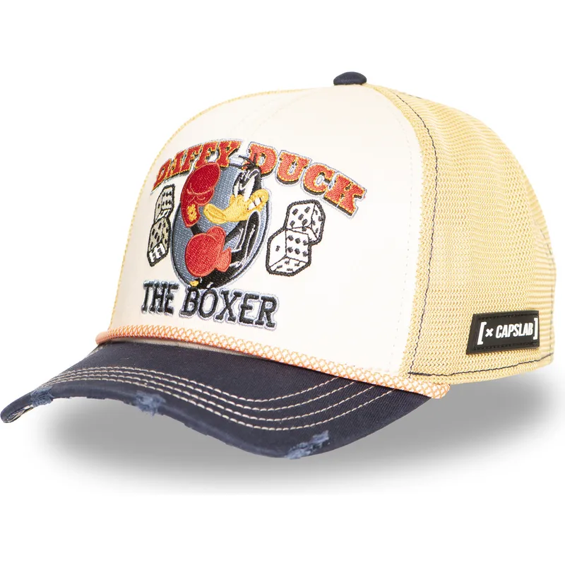beige-og-marinebla-trucker-kasket-daffy-duck-loo13-pcsmcbb-looney-tunes-fra-capslab