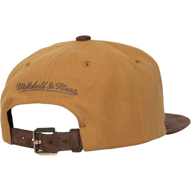 gorra-plana-marron-ajustable-coffee-strapback-de-los-angeles-lakers-nba-de-mitchell-ness