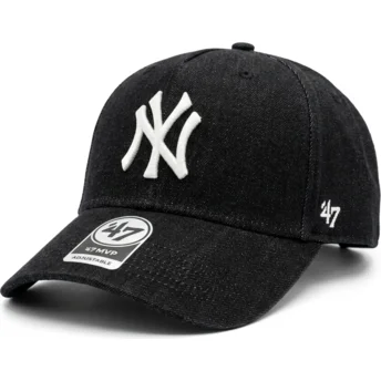 Sort snapback-kasket med buet skygge MVP DT Denim fra New York Yankees MLB fra 47 Brand