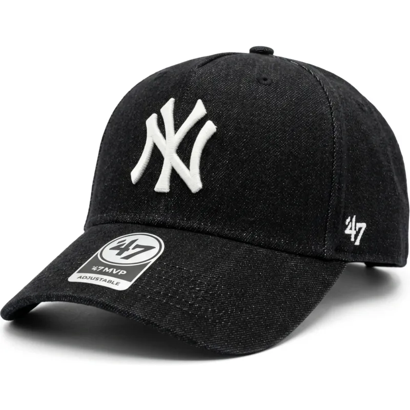 sort-snapback-kasket-med-buet-skygge-mvp-dt-denim-fra-new-york-yankees-mlb-fra-47-brand