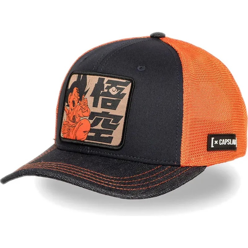 trucker-kasket-bla-og-orange-son-goku-barn-db6-kid-dragon-ball-fra-capslab