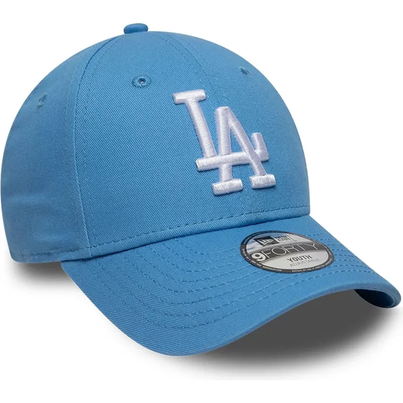 lysebla-justerbar-buet-kasket-til-born-9forty-essential-fra-los-angeles-dodgers-mlb-fra-new-era