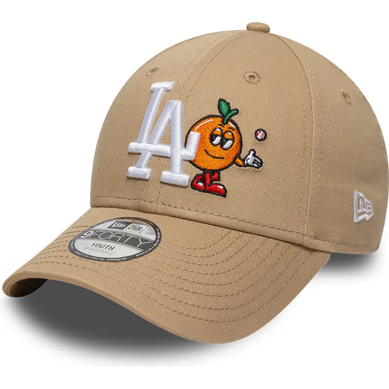 buet-beige-justerbar-kasket-til-dreng-9forty-icon-fra-los-angeles-dodgers-mlb-fra-new-era