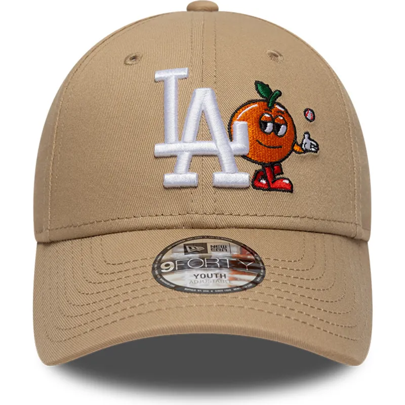 buet-beige-justerbar-kasket-til-dreng-9forty-icon-fra-los-angeles-dodgers-mlb-fra-new-era