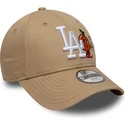 buet-beige-justerbar-kasket-til-dreng-9forty-icon-fra-los-angeles-dodgers-mlb-fra-new-era