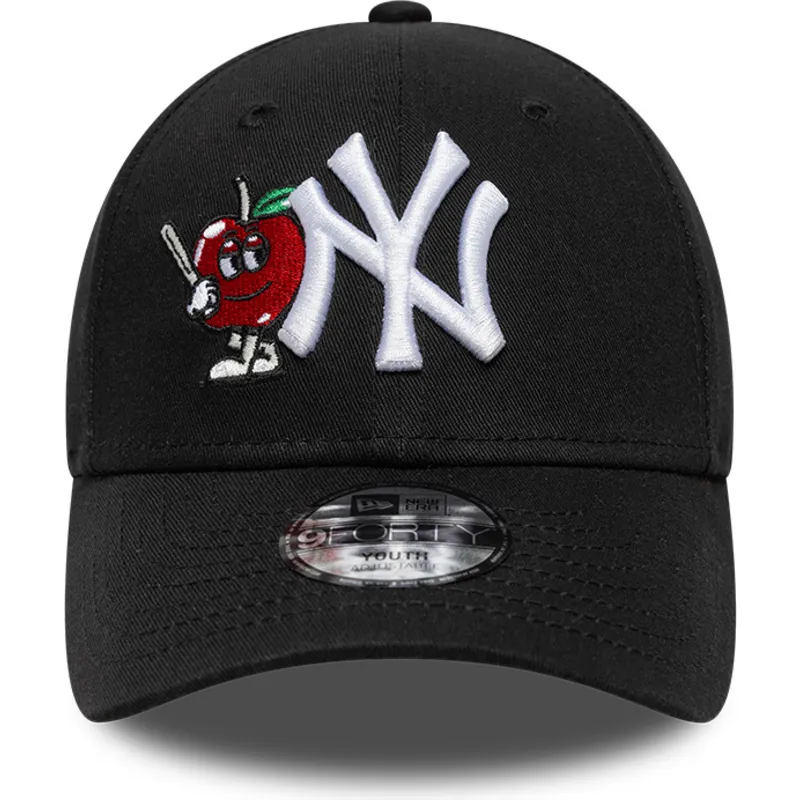 justerbar-sort-buet-kasket-til-born-9forty-icon-fra-new-york-yankees-mlb-fra-new-era