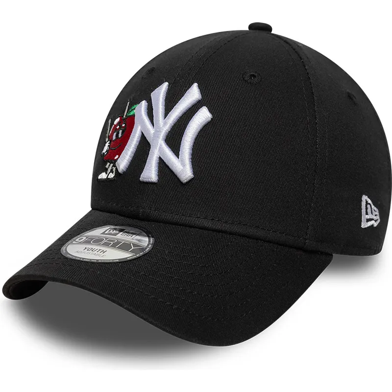 justerbar-sort-buet-kasket-til-born-9forty-icon-fra-new-york-yankees-mlb-fra-new-era
