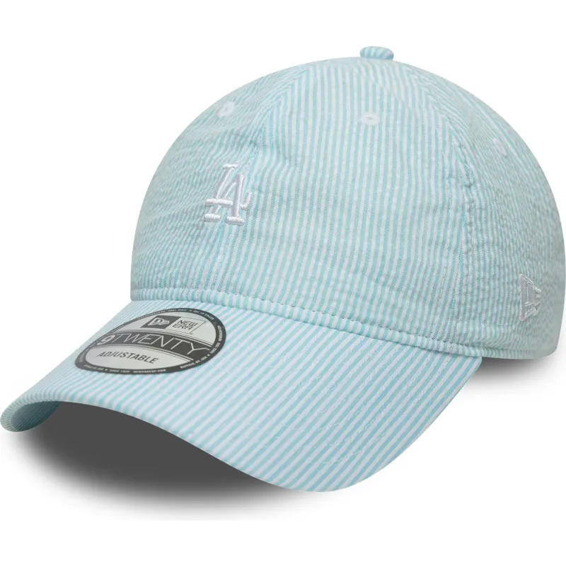 bla-justerbar-kurvet-kasket-9twenty-seersucker-fra-los-angeles-dodgers-mlb-fra-new-era