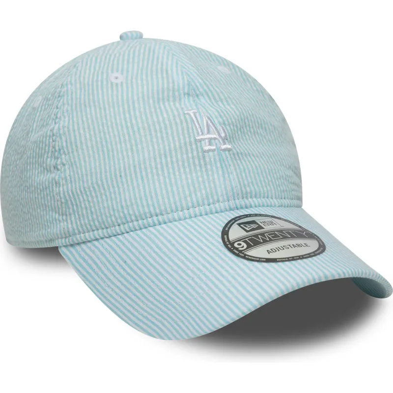 bla-justerbar-kurvet-kasket-9twenty-seersucker-fra-los-angeles-dodgers-mlb-fra-new-era