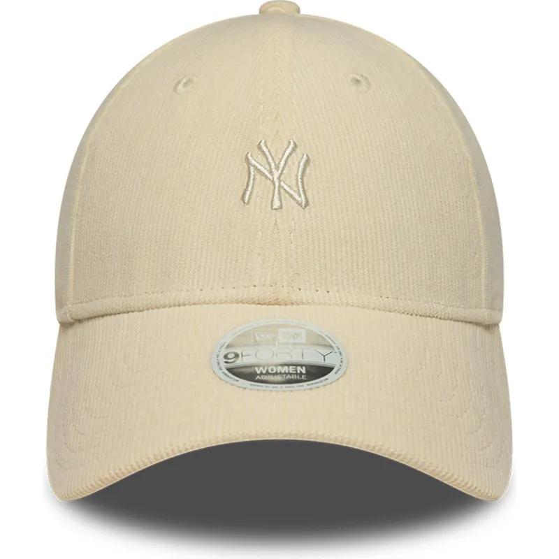 buet-beige-justerbar-kasket-til-kvinder-9forty-mini-cord-fra-new-york-yankees-mlb-fra-new-era