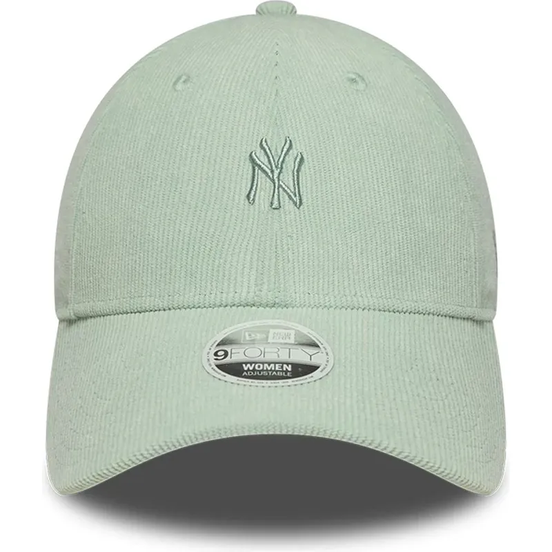 gron-justerbar-curved-kasket-til-kvinder-9forty-mini-cord-fra-new-york-yankees-mlb-fra-new-era