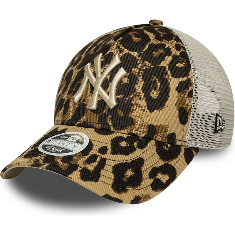 trucker-kasket-leopard-til-kvinder-9forty-m-crown-a-frame-leopard-fra-new-york-yankees-mlb-fra-new-era