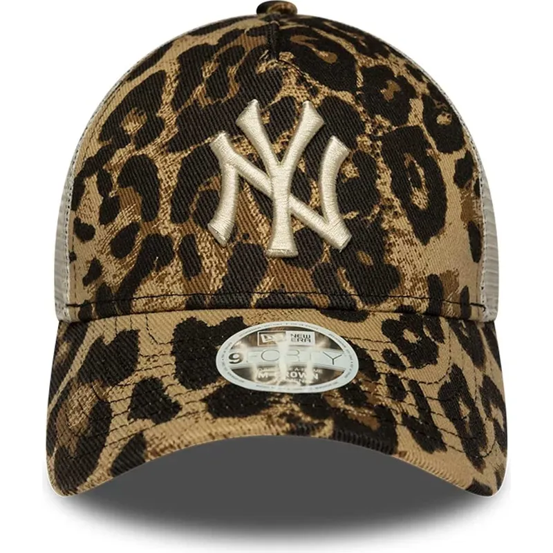 trucker-kasket-leopard-til-kvinder-9forty-m-crown-a-frame-leopard-fra-new-york-yankees-mlb-fra-new-era