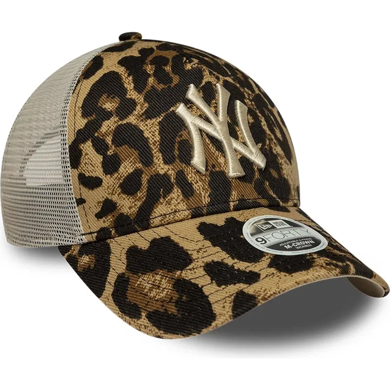 trucker-kasket-leopard-til-kvinder-9forty-m-crown-a-frame-leopard-fra-new-york-yankees-mlb-fra-new-era