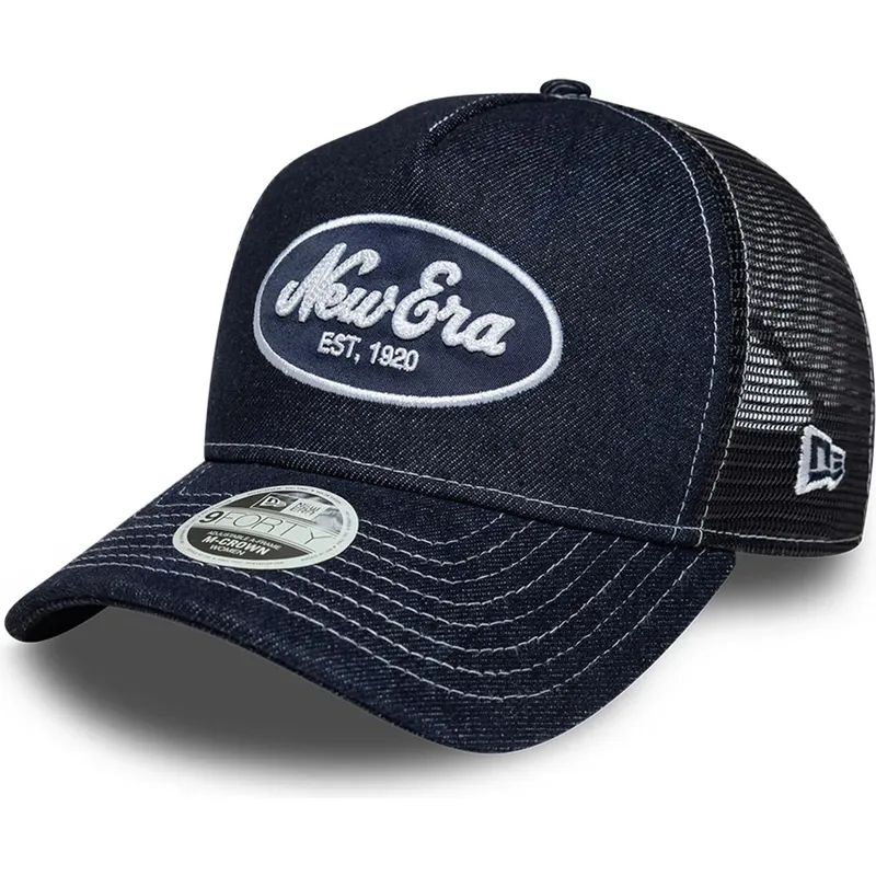marinebla-trucker-kasket-til-kvinder-9forty-m-crown-a-frame-fra-new-era