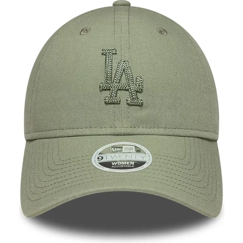 gron-justerbar-buet-kasket-med-gront-logo-til-kvinder-9twenty-midi-linen-fra-los-angeles-dodgers-mlb-fra-new-era