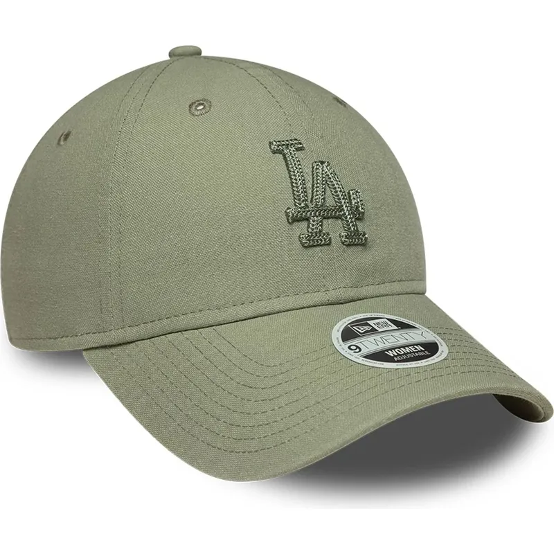 gron-justerbar-buet-kasket-med-gront-logo-til-kvinder-9twenty-midi-linen-fra-los-angeles-dodgers-mlb-fra-new-era