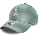 bla-justerbar-buet-kasket-til-kvinder-9twenty-a-frame-denim-fra-los-angeles-dodgers-mlb-fra-new-era