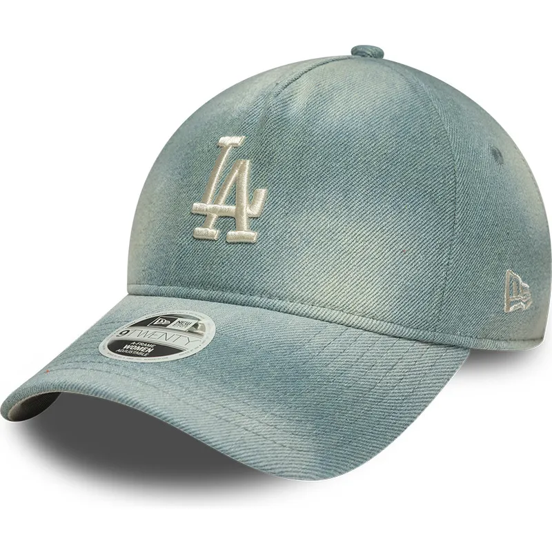 bla-justerbar-buet-kasket-til-kvinder-9twenty-a-frame-denim-fra-los-angeles-dodgers-mlb-fra-new-era