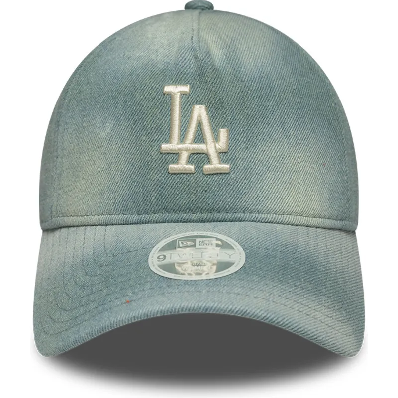 bla-justerbar-buet-kasket-til-kvinder-9twenty-a-frame-denim-fra-los-angeles-dodgers-mlb-fra-new-era