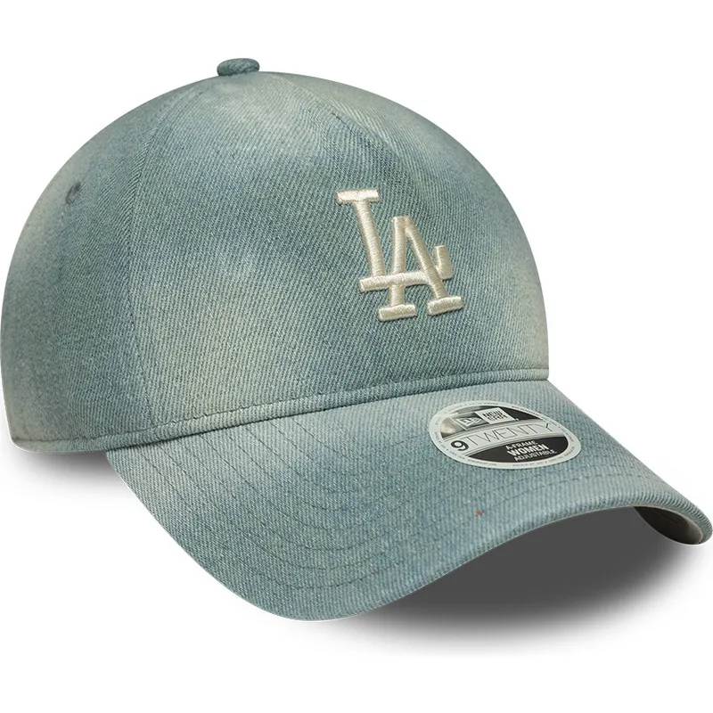 bla-justerbar-buet-kasket-til-kvinder-9twenty-a-frame-denim-fra-los-angeles-dodgers-mlb-fra-new-era