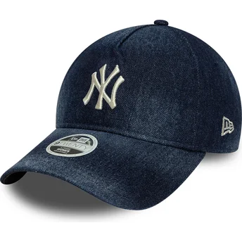Marineblå justerbar buet kasket til kvinder 9TWENTY A Frame Denim fra New York Yankees MLB fra New Era