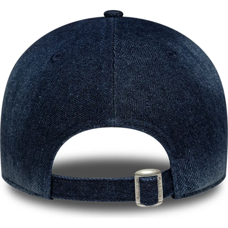 marinebla-justerbar-buet-kasket-til-kvinder-9twenty-a-frame-denim-fra-new-york-yankees-mlb-fra-new-era