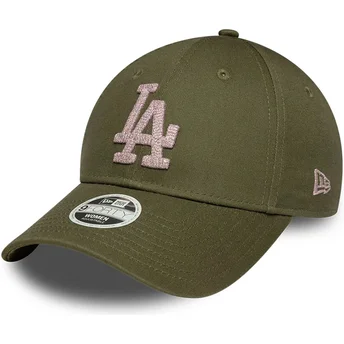 Grøn justerbar curved kasket til kvinder 9FORTY Metallic fra Los Angeles Dodgers MLB fra New Era