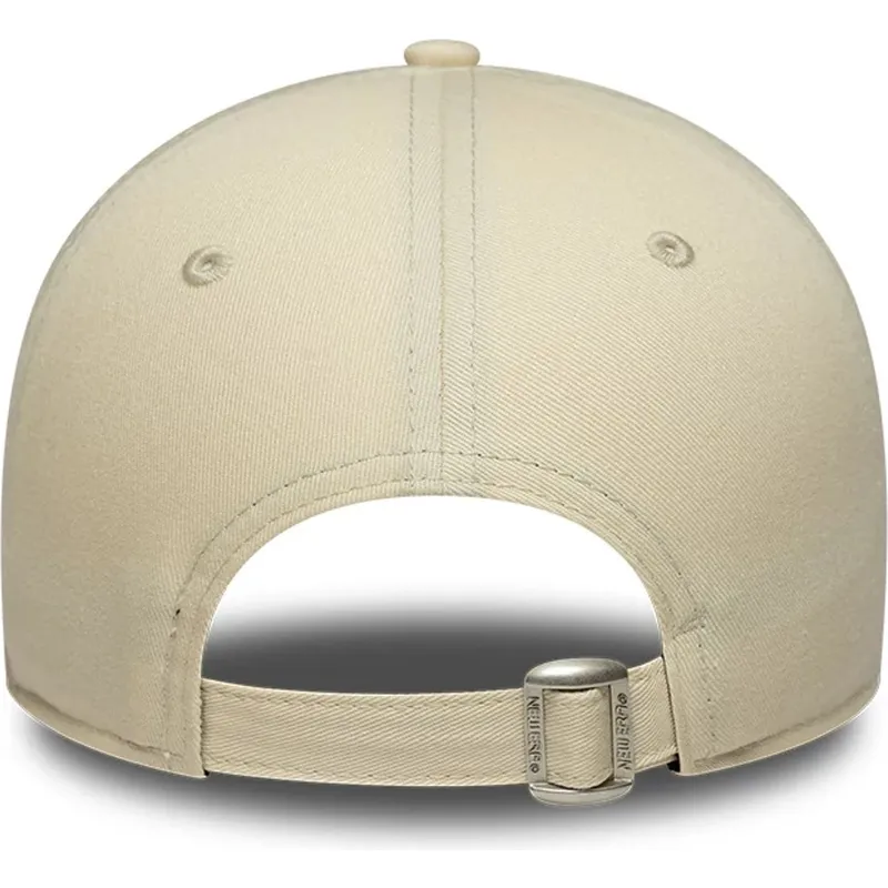 buet-beige-justerbar-kasket-til-kvinder-9forty-floral-icon-side-fra-new-york-yankees-mlb-fra-new-era