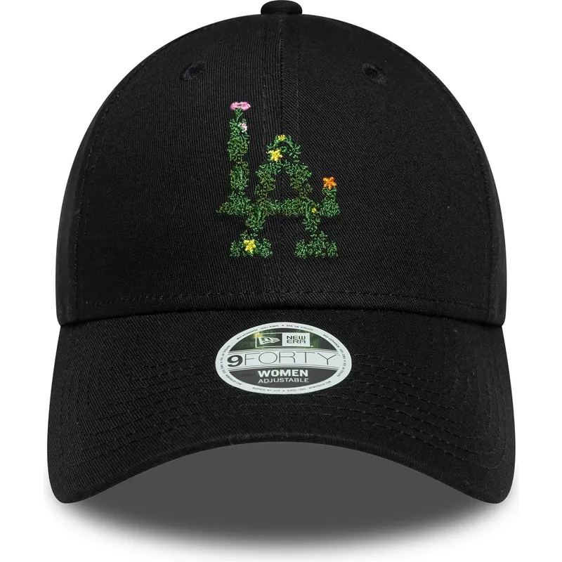 sort-justerbar-curved-kasket-til-kvinder-9forty-floral-infill-fra-los-angeles-dodgers-mlb-fra-new-era