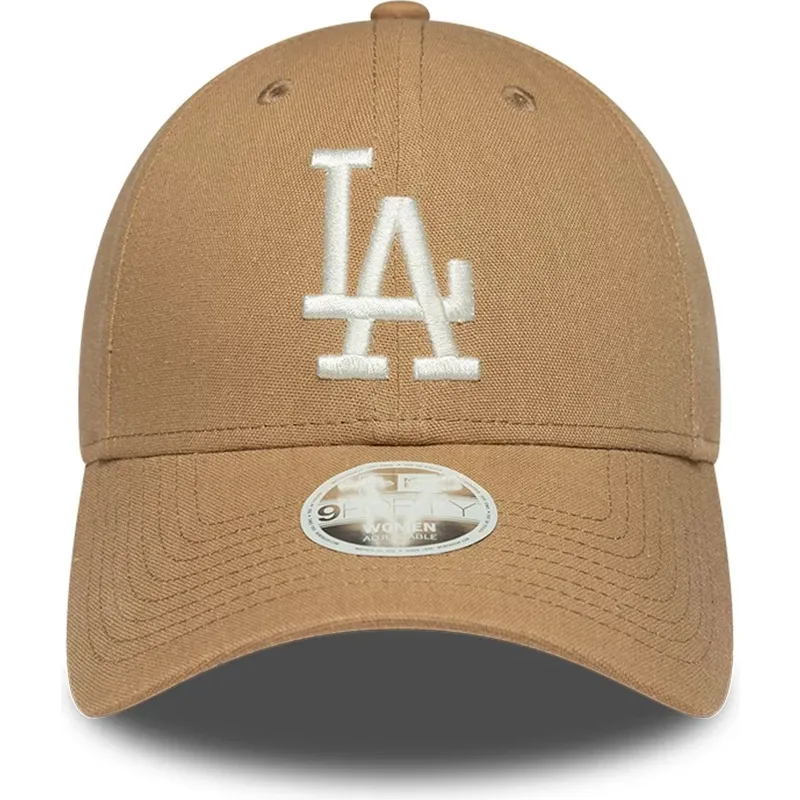brun-justerbar-buet-kasket-til-kvinder-9forty-linen-fra-los-angeles-dodgers-mlb-fra-new-era