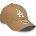 brun-justerbar-buet-kasket-til-kvinder-9forty-linen-fra-los-angeles-dodgers-mlb-fra-new-era