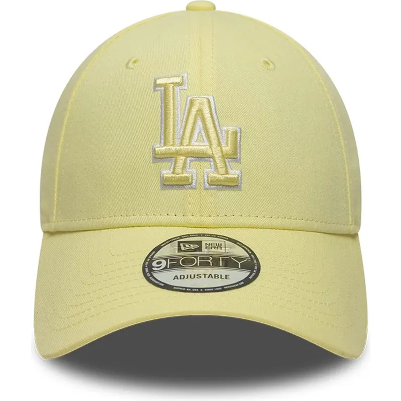 gul-justerbar-curved-kasket-med-gult-logo-9forty-team-outline-fra-los-angeles-dodgers-mlb-fra-new-era
