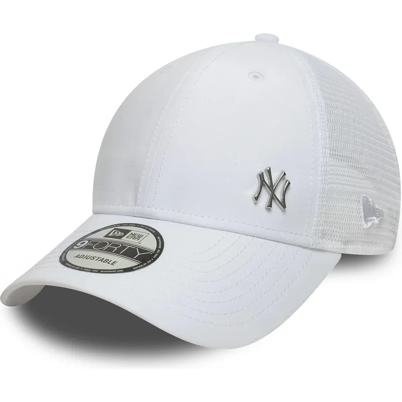 hvid-justerbar-trucker-kasket-9forty-flawless-fra-new-york-yankees-mlb-fra-new-era
