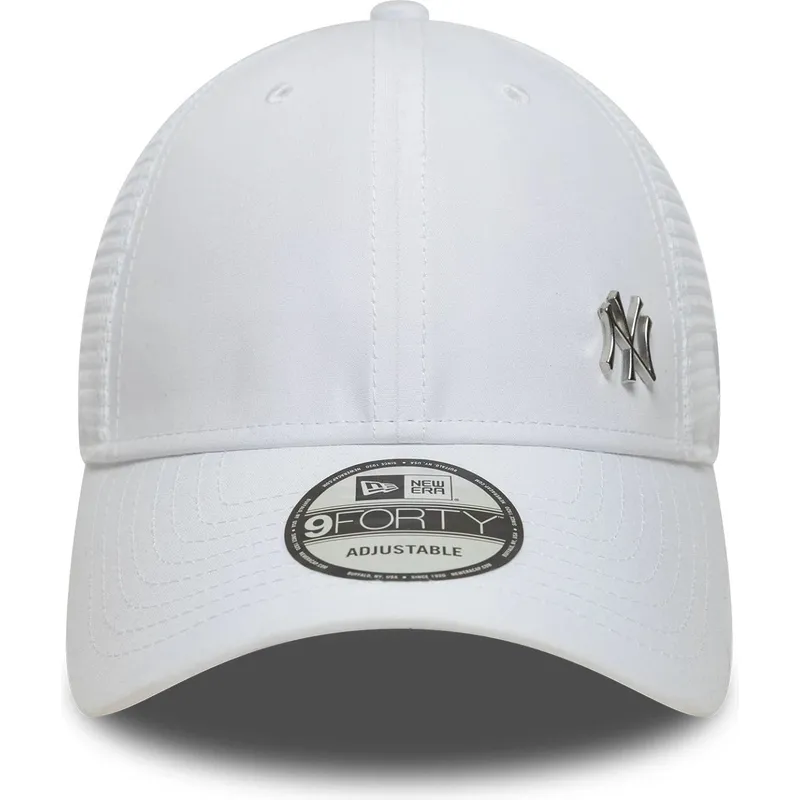 hvid-justerbar-trucker-kasket-9forty-flawless-fra-new-york-yankees-mlb-fra-new-era