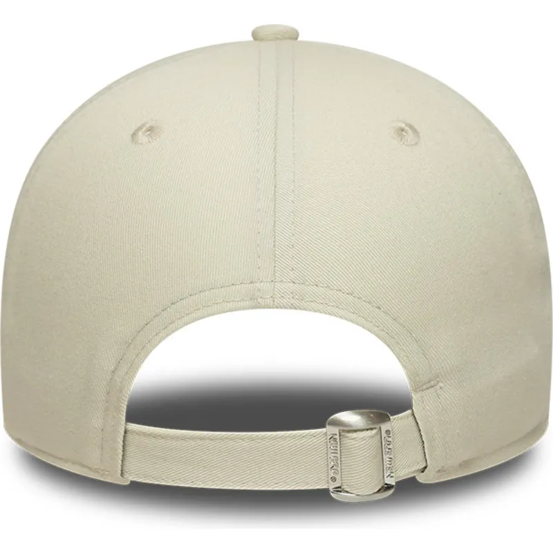buet-beige-og-lyserod-justerbar-kasket-med-lyserodt-logo-9forty-world-series-patch-fra-los-angeles-dodgers-mlb-fra-new-era