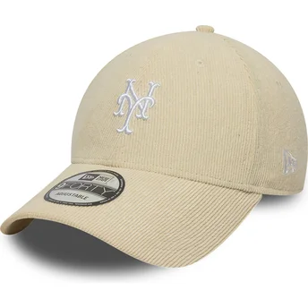 Buet beige justerbar 9FORTY Soft Cord kasket fra New York Mets MLB fra New Era