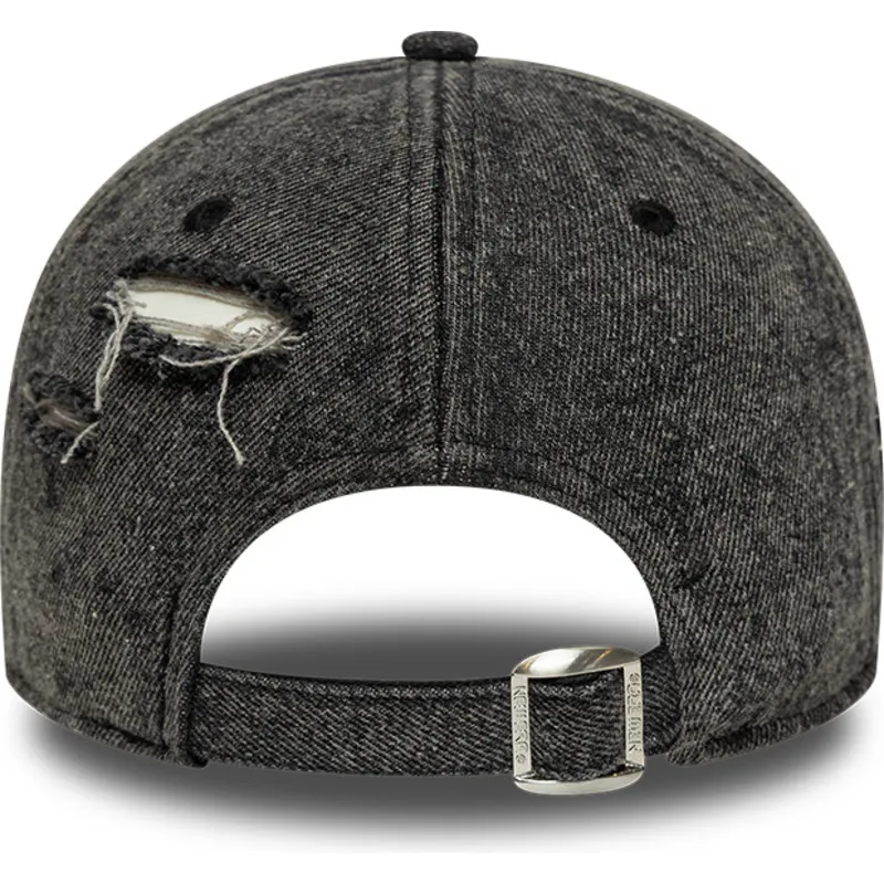 sort-justerbar-kurvet-kasket-9forty-acid-wash-denim-fra-new-york-yankees-mlb-fra-new-era