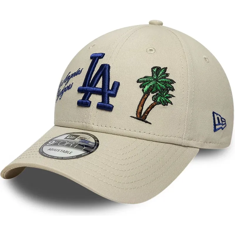 beige-justerbar-kurvet-kasket-9forty-city-icon-fra-los-angeles-dodgers-mlb-fra-new-era