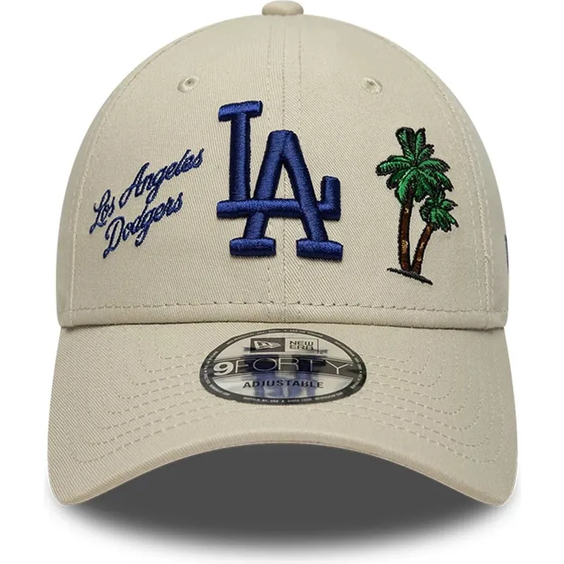 beige-justerbar-kurvet-kasket-9forty-city-icon-fra-los-angeles-dodgers-mlb-fra-new-era
