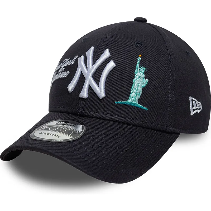 justerbar-marinebla-kurvet-kasket-9forty-city-icon-fra-new-york-yankees-mlb-fra-new-era