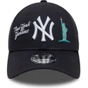 justerbar-marinebla-kurvet-kasket-9forty-city-icon-fra-new-york-yankees-mlb-fra-new-era